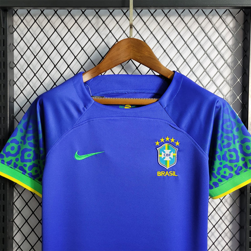 Conjunto Infantil Brasil Copa Qatar 2022 Azul  - Camisa e Bermuda