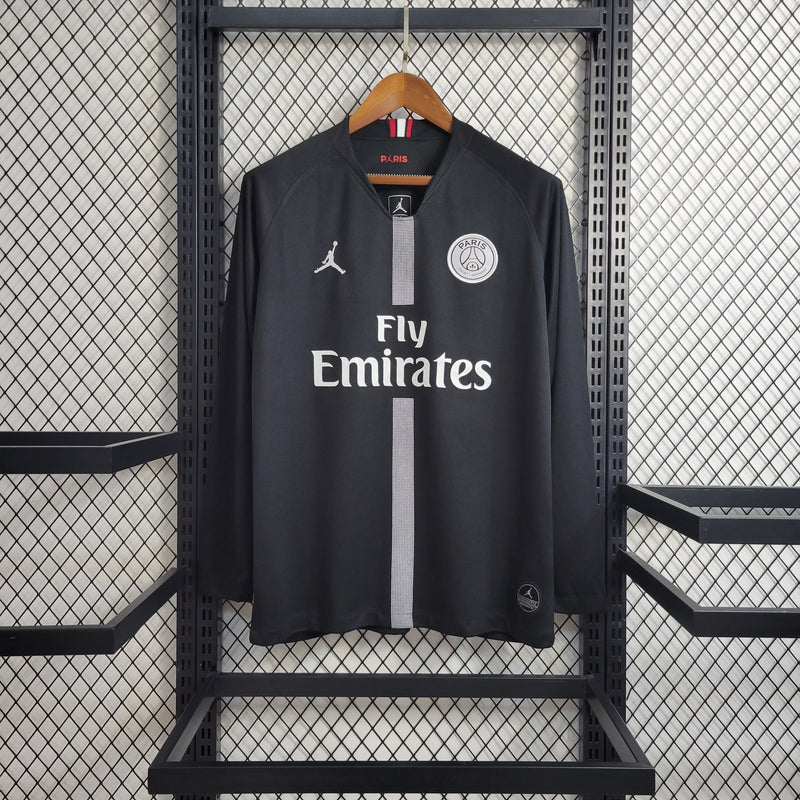 Camisa Retro Long Sleeve 18-19 PSG Black Champions League