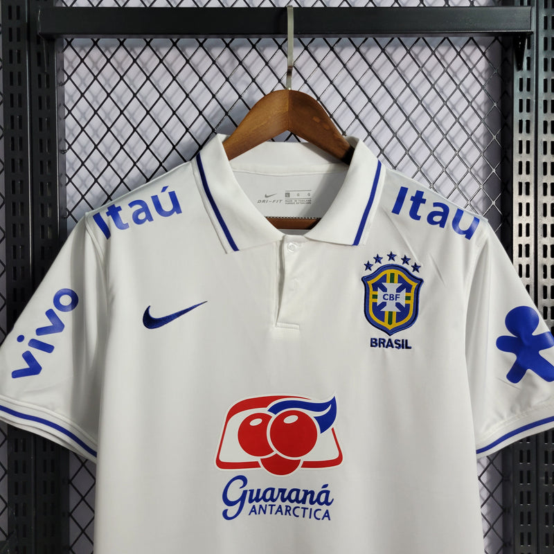 Camisa Gola Polo Seleção Brasileira Branca